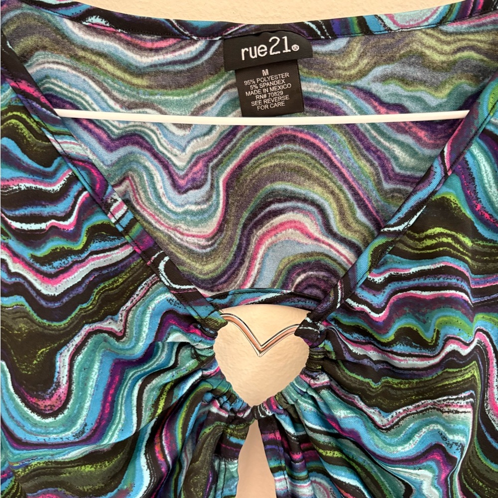 Vintage 2010s Rue21 Mesh Rave Crop Top | Y2K Electroclash Festival Glow - Picture 2 of 6